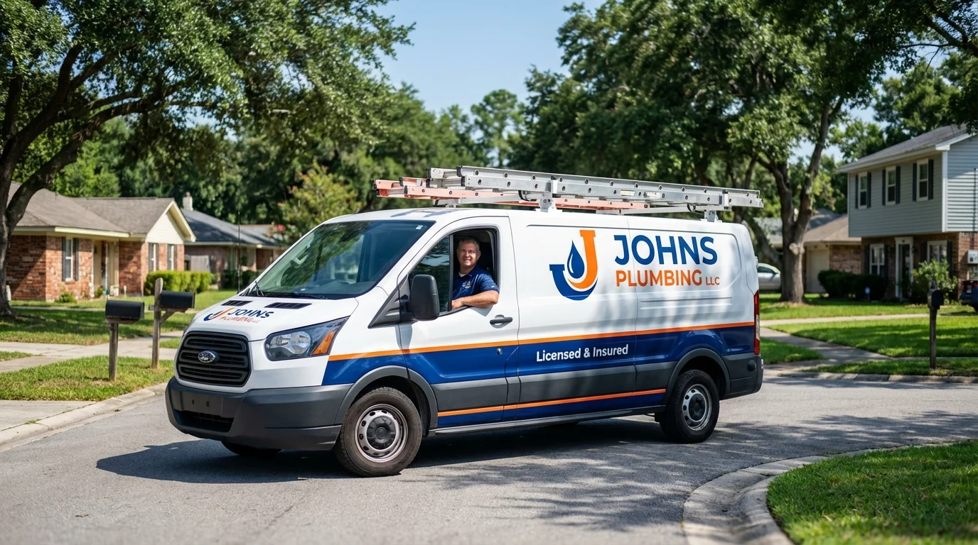 Johns Plumbing LLC service van in Villas, NJ