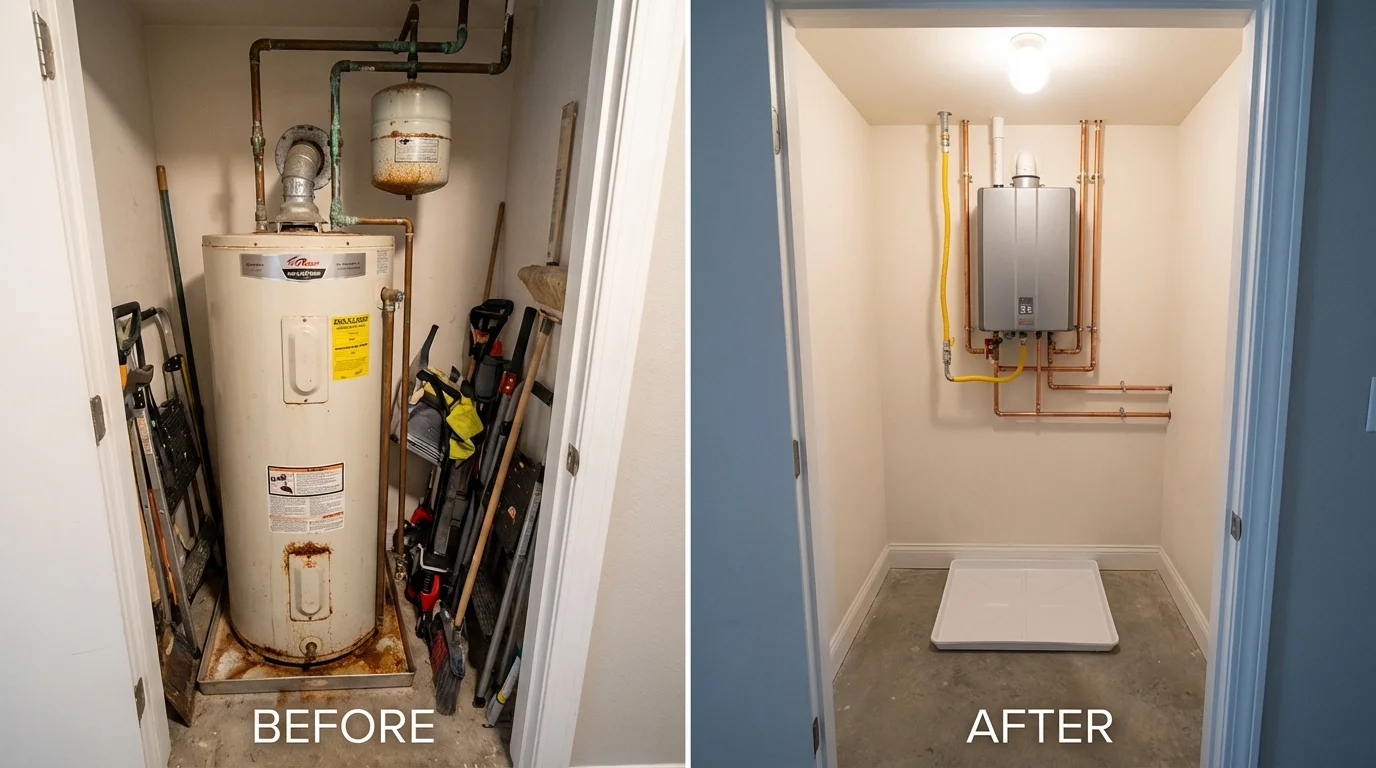 Tank water heater versus wall-mounted tankless unit comparison for Villas, NJ homeowners